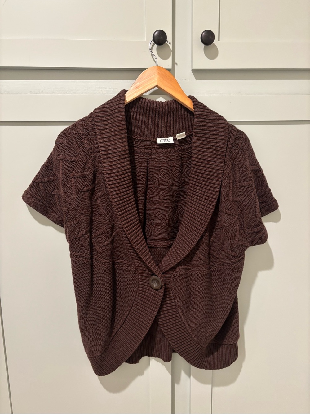 Cato Cable Knit Cardigan in Brown XL Like New